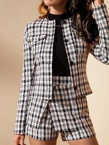 EURMUSE 2 Pcs, Texture Fabric Jacket & Shorts