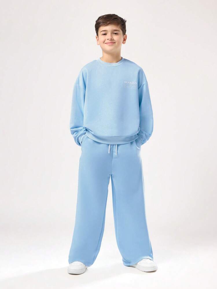 Brooklyn Globe Print Sweatshirt And Wide Leg Sweatpants Set