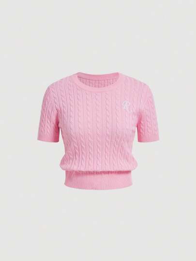 SHEIN MOD 柔軟粉色春夏女士粗針織上衣