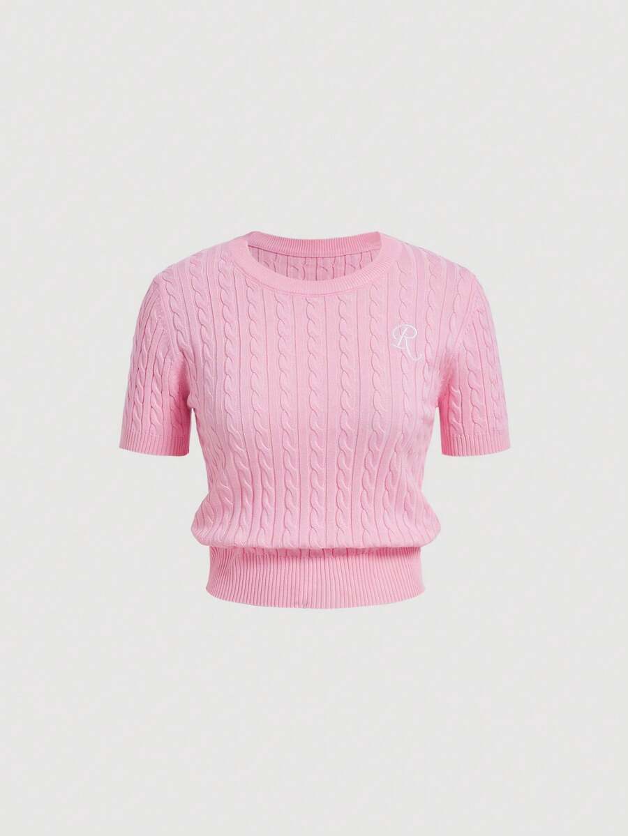 SHEIN MOD 柔軟粉色春夏女士粗針織上衣 - 粉色 - 查看 1