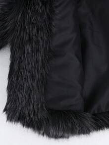 Aveloria GENKIRA 女款蓬鬆連帽休閒街頭風夾克外套，時尚時髦，深灰色混色，適合冬季夜生活與外出穿搭 - 黑色 - 查看 9