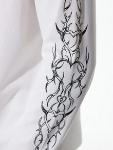 ROMWE MEN Goth 男士休闲简约华夫格印花长袖T恤，秋季