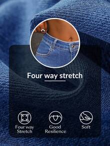 SHEIN Tall Women's Front Button Pocket Casual Mid-Waist Skinny Flare Jeans