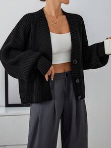 Women Sweater Cardigan Black Bow Detail Winter 2025,Cardigans,Long Cardigans Woman,Petite,Tall - Black - View 5