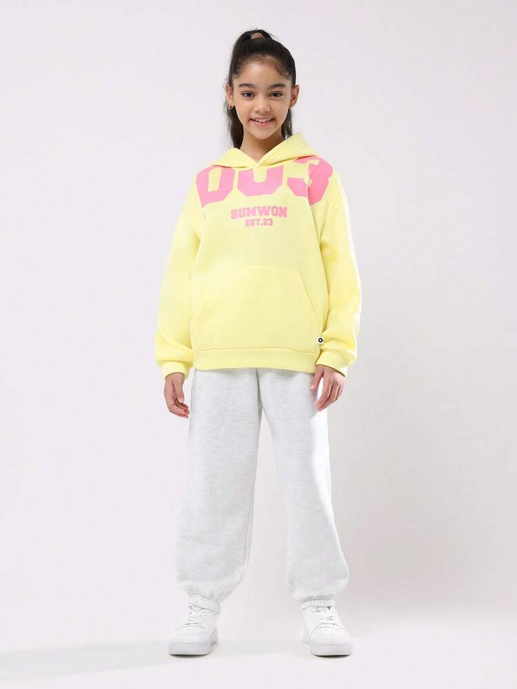 Felpa con cappuccio oversize con stampa logo e tasca centrale