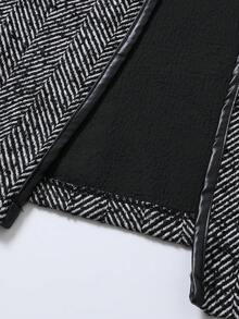 Aveloria Modichic Abrigo largo de mujer con mezcla de lana, con bolsillos y ribete de contraste en las mangas largas