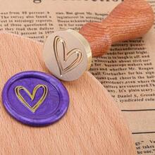 1 Pc (1 Inch) Heart-Shaped Wax Seal Stamp Brass And Wood Handle,For Wedding Invitations Envelope Card Stamp