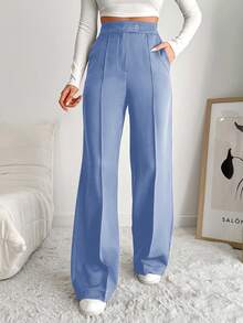 EURMUSE Women's Casual Commuter Slant Pocket Suit Pants - Dusty Blue - View 8