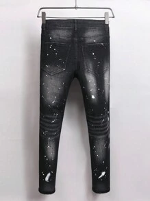 Manfinity LEGND 男士夏季时尚破洞黑色休闲牛仔裤