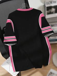 青少年女孩休闲简约短袖圆领T恤，适合夏季