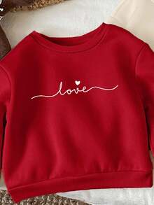 SHEIN 3 件装年轻女孩休闲简约心形图案加厚保暖内衬长袖连帽衫，适合秋冬季 - 彩色 - 查看 4