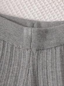 女童甜美灰色毛衣套装 - 精致手工3D花朵，宽松百搭，长袖针织套头衫+长裤两件套，可爱时尚，秋冬毛衣套装，女童针织套装，女童针织毛衣裤套装，女童两件套服装，女童秋季服装 - 灰色 - 查看 7