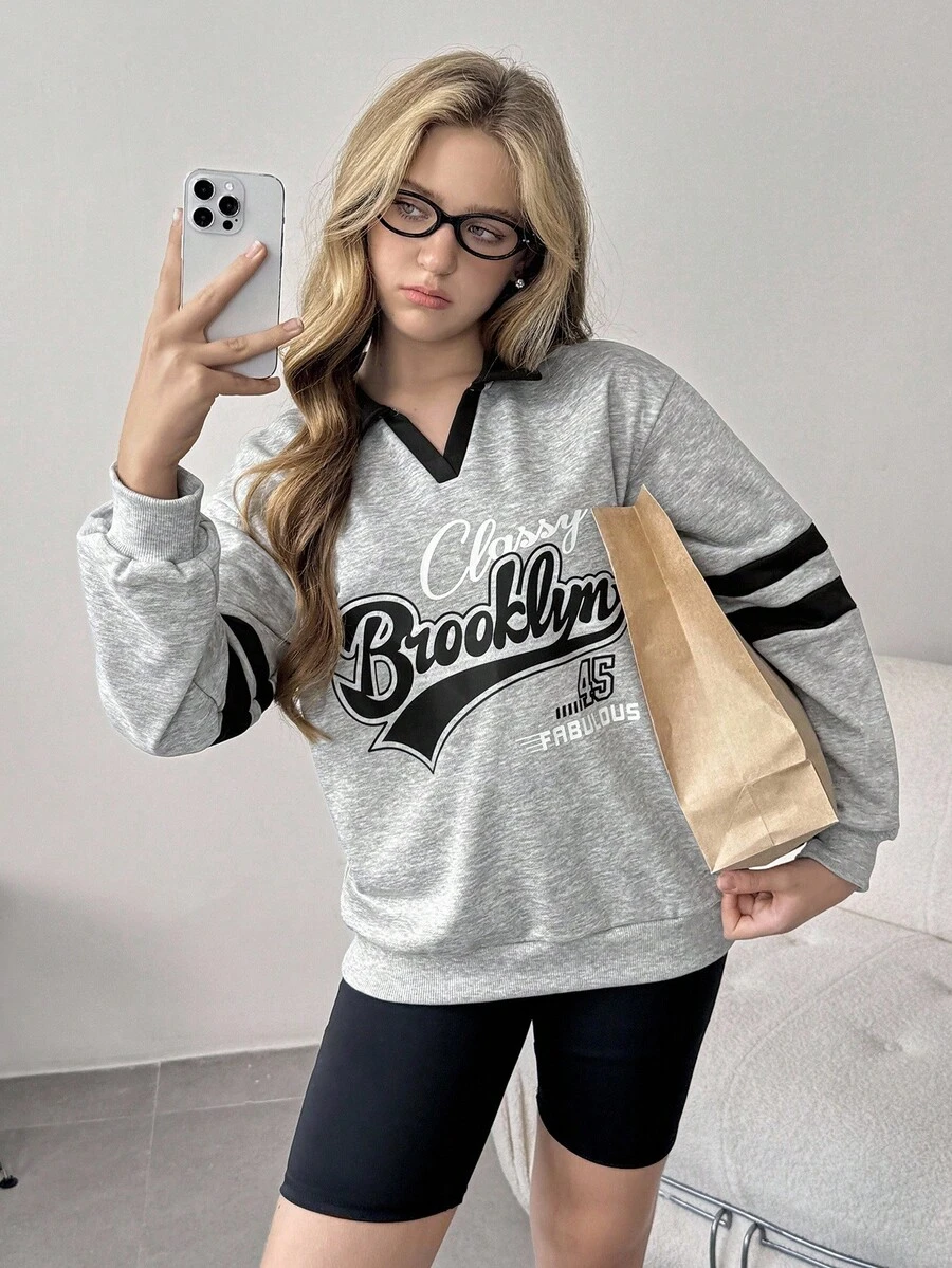 Teen Girl Casual Zip-Up Sweatshirt, Minimalist And Stylish For Daily Wear,Holiday,Summer,Travel Fall Winter - Light Grey - View 1