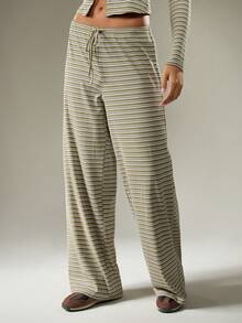 MISSGUIDED Sophisticated Striped Co-Ord Set Long Sleeve Button Front Crop Top Wide Leg Palazzo Pants Set Fall Winter Casual Loungewear Outfit - Multicolor - View 6