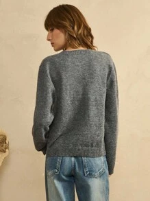 Arave 手工亮片串珠装饰宽松针织开衫 - 灰色 - 查看 4