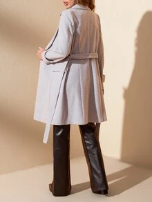 EURMUSE Phụ nữ, Mùa thu, Tay dài, Chiều dài thông thường, Thường ngày, Áo khoác ngoài màu xám nhạt - Màu Xám nhạt - Xem 2