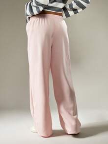 MISSGUIDED 阔腿运动裤休闲家居服高腰宽松版型数字标志冬季舒适裤抽绳松紧腰舒适家居日常穿着 - 粉色 - 查看 2