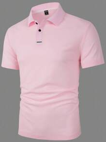 Manfinity Homme 男士拼接邊POLO衫 - 粉色 - 查看 6