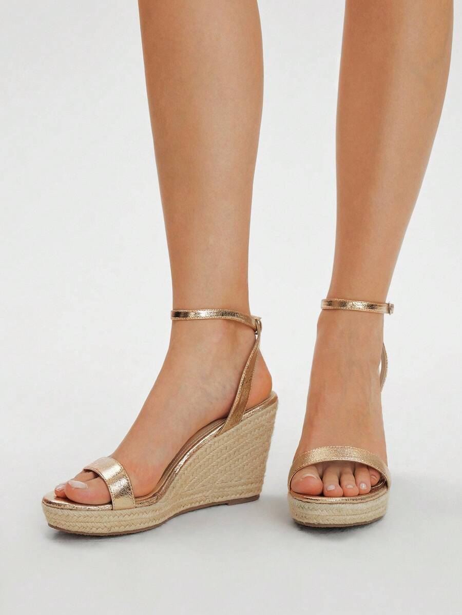 Styleloop Giày sandal đế xuồng hở mũi Cuccoo Casual Daily dành cho nữ - Rượu sâm banh - Xem 1