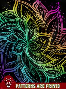 SHEIN LUNE Plus Floral Print Tank Top Back To School - Black - View 3