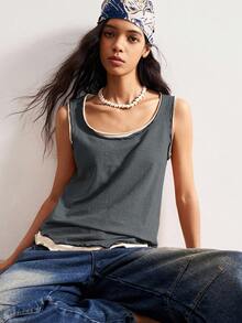 Bohemela Women's Casual Knit Patchwork Sleeveless Vest