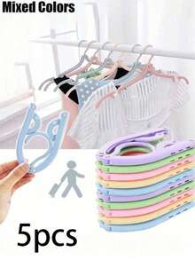10个装旅行衣架，便携式折叠衣架，可折叠晾衣架，防滑设计，适用于零售店的晾衣架（颜色和款式随机发货） - 彩色 - 查看 10
