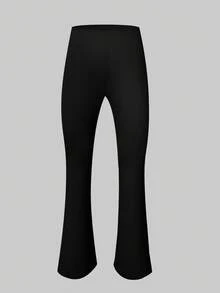 2pcs/Set Teen Girl Basic Solid Color Flared Leggings Chic For Autumn/Winter - Multicolor - View 8