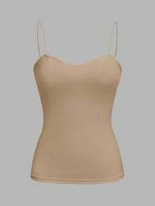 SHEIN EZwear 4pcs/Set Spaghetti Strap Fitted Camisole Tops, Suitable For Spring And Summer Back To School - Multicolor - View 5
