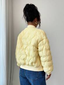 Elenzga معطف كاجوال للنساء بلون أحادي، شتوي - أصفر - مشاهدة 2