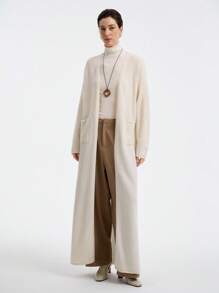 Aalyst Áo khoác len cardigan dài dành cho nữ, Thu/Đông - trắng - Xem 4
