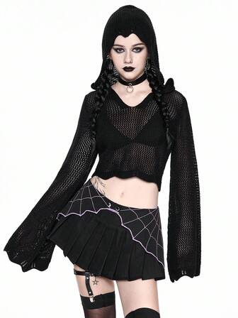 Gothic Kapuzenpullover mit weiten Ärmeln, Halloween