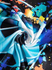 2 Stücke/Set Gestricktes Oberteil mit Rundhalsausschnitt und lange Hose Sportbekleidung für Kleine Jungen, Fußball & Leuchtschrift, cooles Design, mehrfarbig, Herbst/Winter - Verschiedenfarbig - Übersicht 5