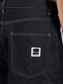 SUMWON 阔腿宽松牛仔裤，工装风格，侧边口袋设计，撞色缝线，秋冬时尚简约款 - 藍色 - 查看 7