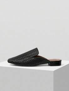 MOTF CÓMODOS MOCASINES PLANOS TIPO MULA DE ESTILO RETRO Y CASUAL - Negro - Ver 3
