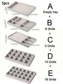 1/5pcs、首饰托盘、珠宝收纳盒、彩妆收纳盒、戒指收纳盒、项链收纳盒、灰色收纳盒、灰色分隔托盘、文具收纳盒、文具托盘、旅行收纳盒、便携式化妆盒、化妆盒、化妆托盘、旅行化妆盒、多功能收纳盒、适用于口红、唇线笔、眉笔、眼影盘、文具、适合女性送礼、度假海滩、浴室收藏、卧室收藏、大容量 - 彩色 - 查看 24