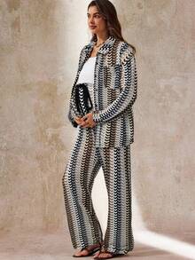 Boho Mama Casual Loose Long Sleeve Top And Pants Maternity Two Pieces Suits - Multicolor - View 4