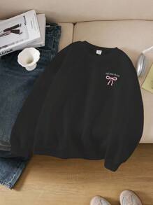 Sudadera con cuello redondo y lazo con cinta para niña preadolescente "Encuentra la paz interior"