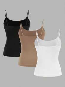 SHEIN EZwear 3件套休闲吊带背心套装，百搭性感，适合夏季，修身版型