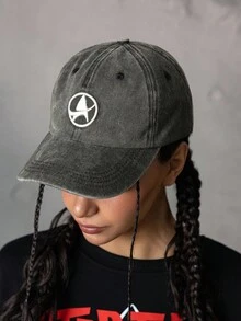 STAR TREK X SHEIN Fashionable Classic Casual All-Match Versatile Street Sports Embroidered Black & Grey Unisex Baseball Cap, Sun Protection Styling - Black - View 5