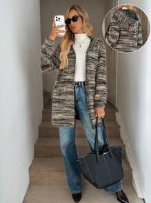 Easowa 女士休闲连帽中长款常规夹克，秋冬 - 彩色 - 查看 1