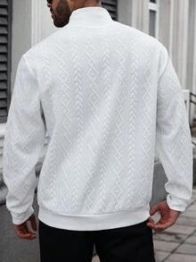 Manfinity Homme Plus Size Men's Casual Solid Color Long Sleeve Sweatshirt , Fall - White - View 6