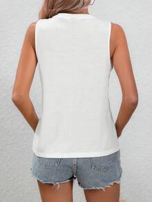 EMERY ROSE Casual Minimalist Black & White Giraffe Print Loose Fit Sleeveless Round Neck Tank Top For Women, Suitable For Summer,Casual - White - View 5