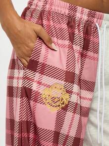SUMWON WOMEN Pantalón de chándal con estampado de cuadros de colores en bloque, gráficos de estilo universitario y cintura con cordón para comodidad casual - Multicolor - Ver 7