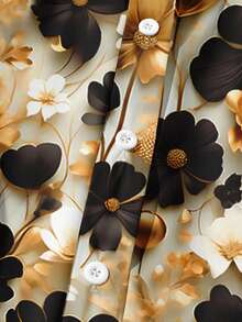 EMERY ROSE Vintage verwaschen Blume Muster lässig locker geschnittenes Hemd in Große Größen