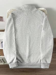 Manfinity Joysei Áo nỉ nam cổ cao nửa kín, kiểu dáng retro Mỹ, thích hợp cho mùa thu/đông, hoặc mặc đôi khi đi học. - Màu Xám nhạt - Xem 3