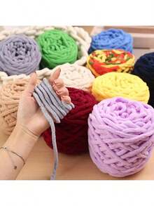 1/2/3/5 Rolls, Approx 90-100g/Pc Ice Bar Braided Single Strand Chunky Yarn For DIY Scarf, Bag, Slippers, Dolls, Blankets, Cushions, Plush Toys (Random Color)