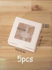 SHEIN 5 件/12 件 12 个带透明窗口的纸杯蛋糕盒 - 一次性糕点架，用于饼干、零食和甜点 - 非常适合日常家庭烘焙和派对学校用品食品袋食品盒适用于糖果巧克力饼干等。