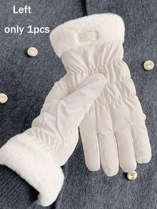 1 件女士冬季手套温暖触屏短信手套带温暖柔软衬里水晶天鹅绒（米白色），米白色 - 多色 - 查看 9