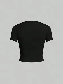 SHEIN EZwear 5件套基本款纯色修身短袖T恤 - 酒紅色 - 查看 10