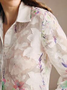 Anewsta New Fashion Floral Print Collared Single-Breasted Shirt, Spring For Women - Multicolor - View 3